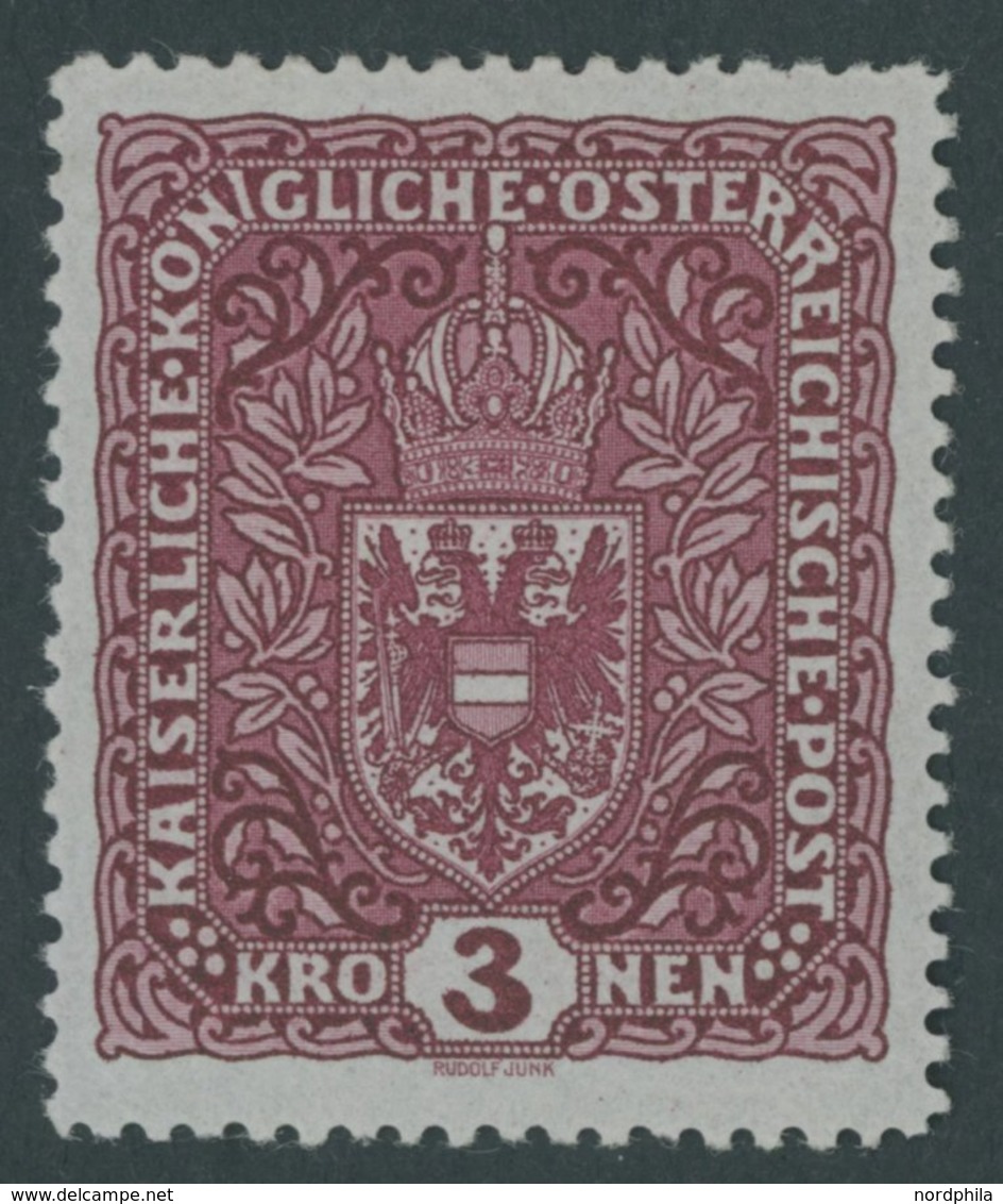 ÖSTERREICH 1867-1918 201I **, 1916, 3 Kr. Dunkelbräunlichkarmin, Type I, Postfrisch, Pracht, Mi. 70.- - Used Stamps