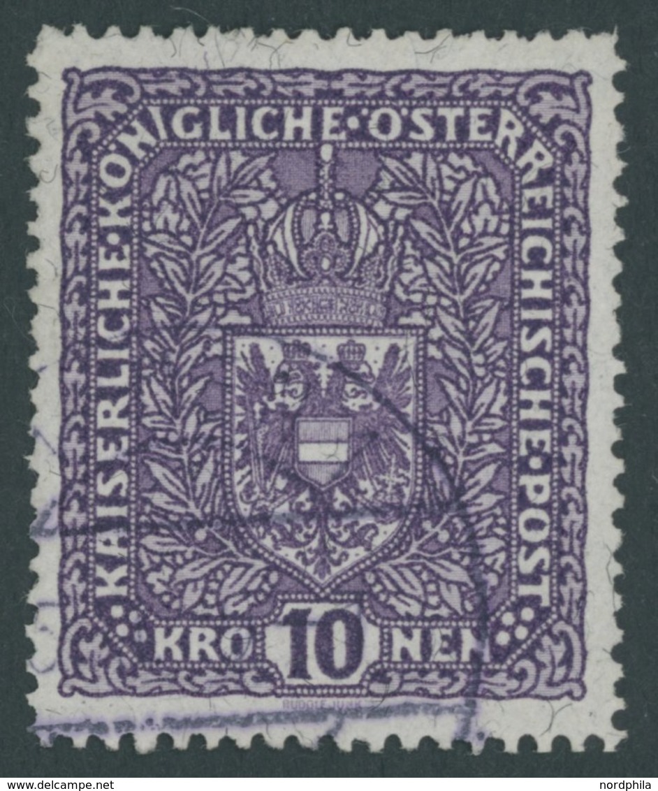 ÖSTERREICH 1867-1918 211IA O, 1919, 10 Kr. Schwärzlichbraunviolett, Faserpapier, Type I, Pracht, Mi. 100.- - Oblitérés