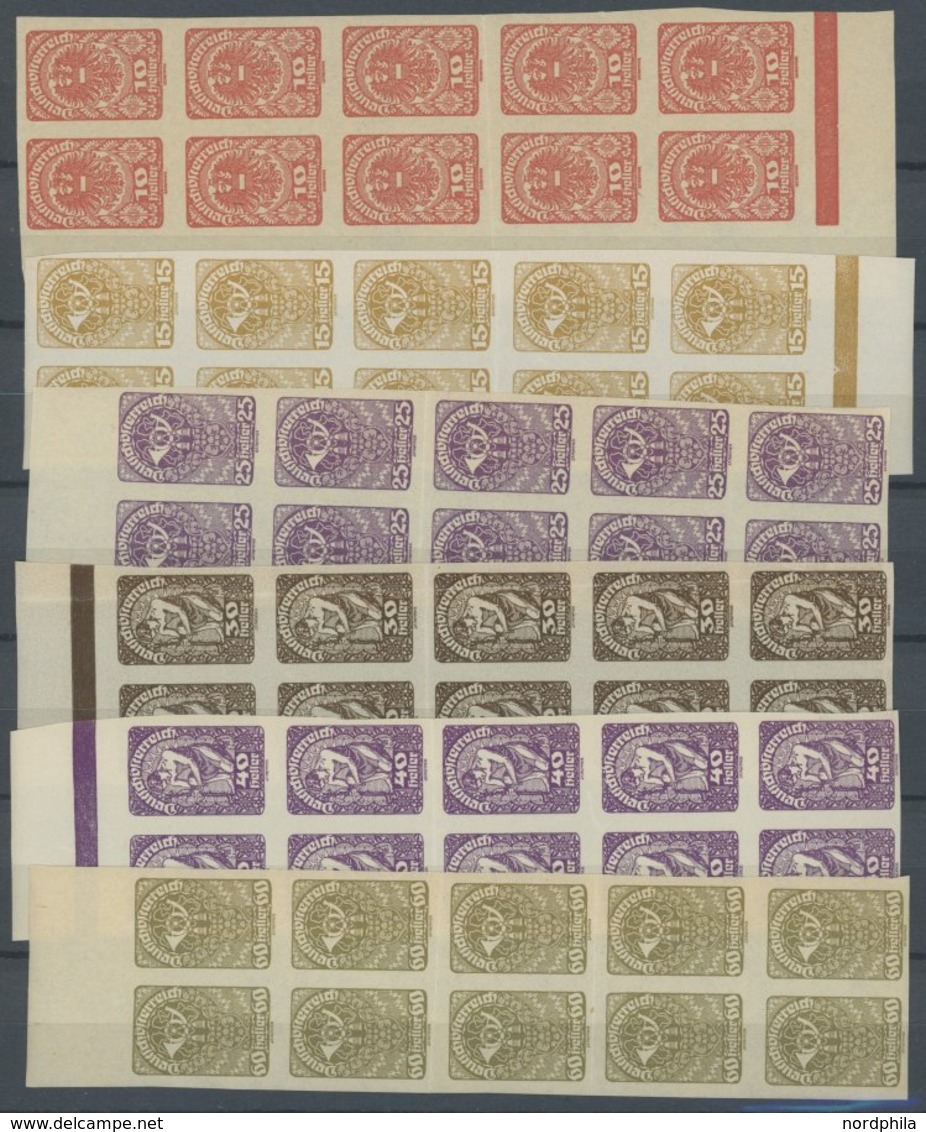 ÖSTERREICH 1918-1938 255-83 **, 1919/20, Freimarken, Gezähnt Und Ungezähnt, Je Im Postfrischen Zehnerblock, Mi.Nr. 281 E - Sonstige & Ohne Zuordnung