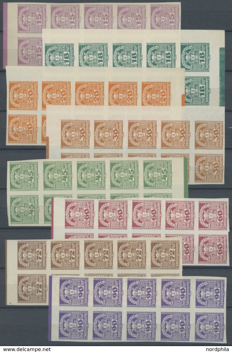 ÖSTERREICH 1918-1938 293-311 **, 1920, Merkurkopf, 10 Postfrische Prachtsätze In Senkrechten Einheiten, Mi. 150.- - Sonstige & Ohne Zuordnung