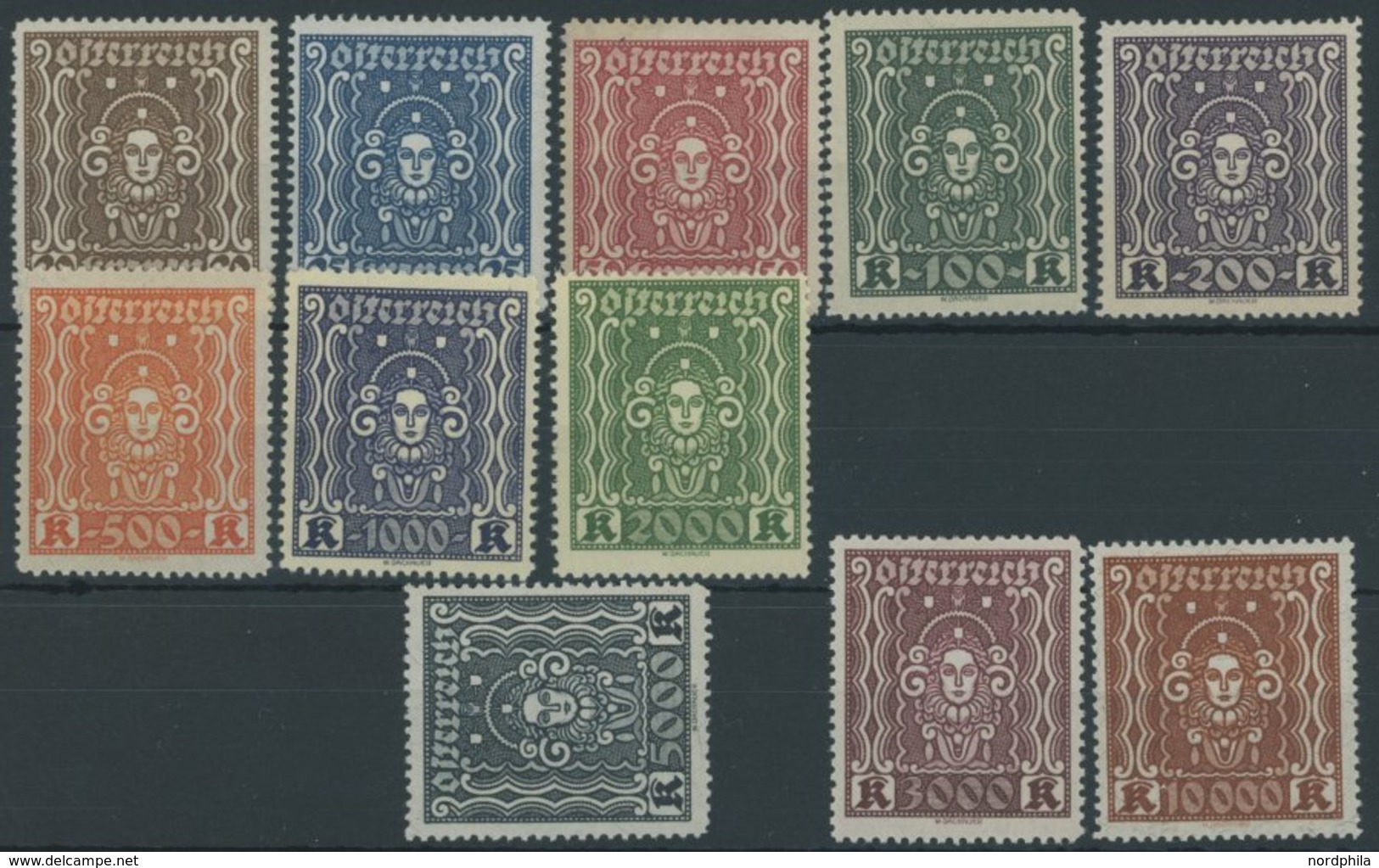 ÖSTERREICH 1918-1938 398-408A **, 1922, Frauenkopf, Gezähnt L 121/2, Postfrischer Prachtsatz (11 Werte), Mi. 100.- - Autres & Non Classés