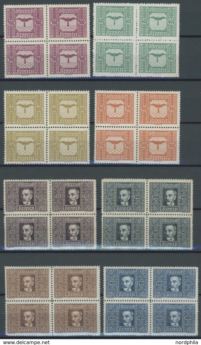ÖSTERREICH 1918-1938 425-32 VB **, 1922, Flugpost In Postfrischen Viererblocks, Prachtsatz, Mi. 200.- - Autres & Non Classés