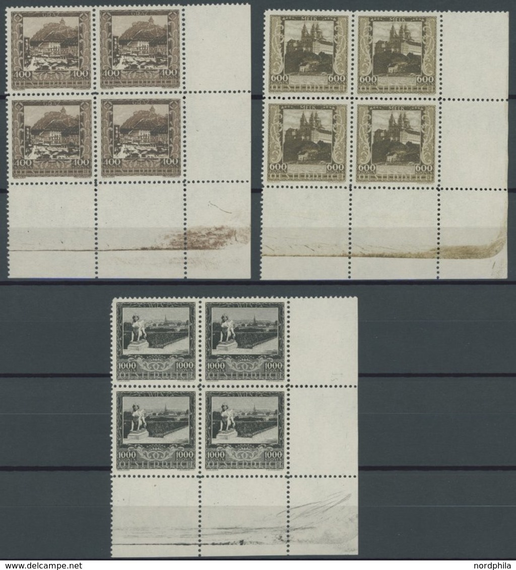 ÖSTERREICH 1918-1938 433-41 VB **, 1923, Landeshauptstädte In Postfrischen Viererblocks, Bis Auf Mi.Nr. 436 Aus Der Boge - Sonstige & Ohne Zuordnung