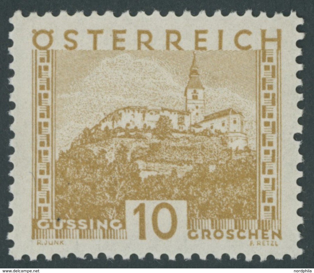 ÖSTERREICH 1918-1938 498vL **, 1929, 10 G. Dunkelocker Mit Senkrecht Versetztem Zahnloch, Postfrisch, Pracht, Mi. 90.- - Autres & Non Classés