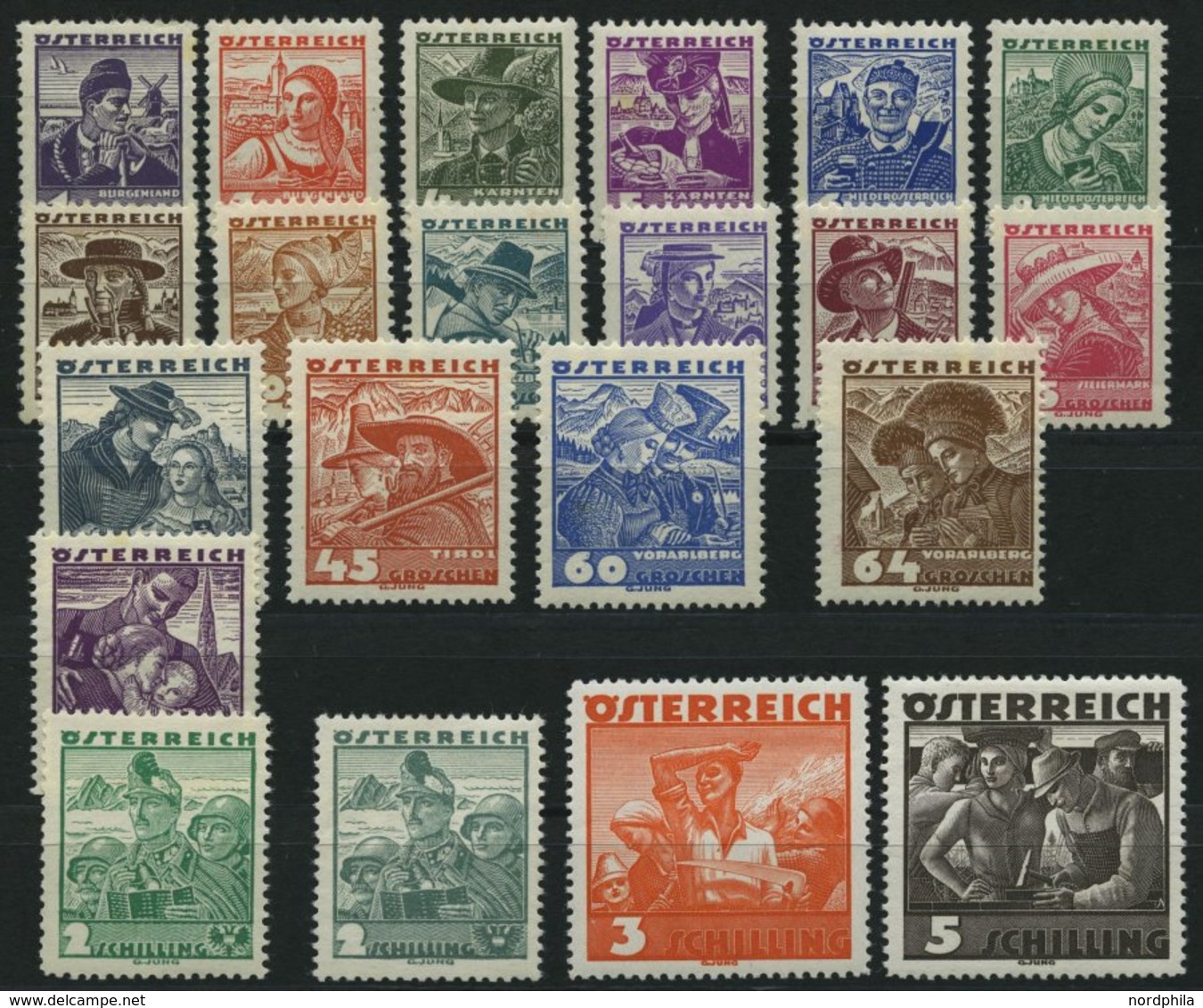 ÖSTERREICH 567-87 **, 1934/6, Trachten, Prachtsatz In Normaler Zähnung, Mi. 300.- - Autres & Non Classés