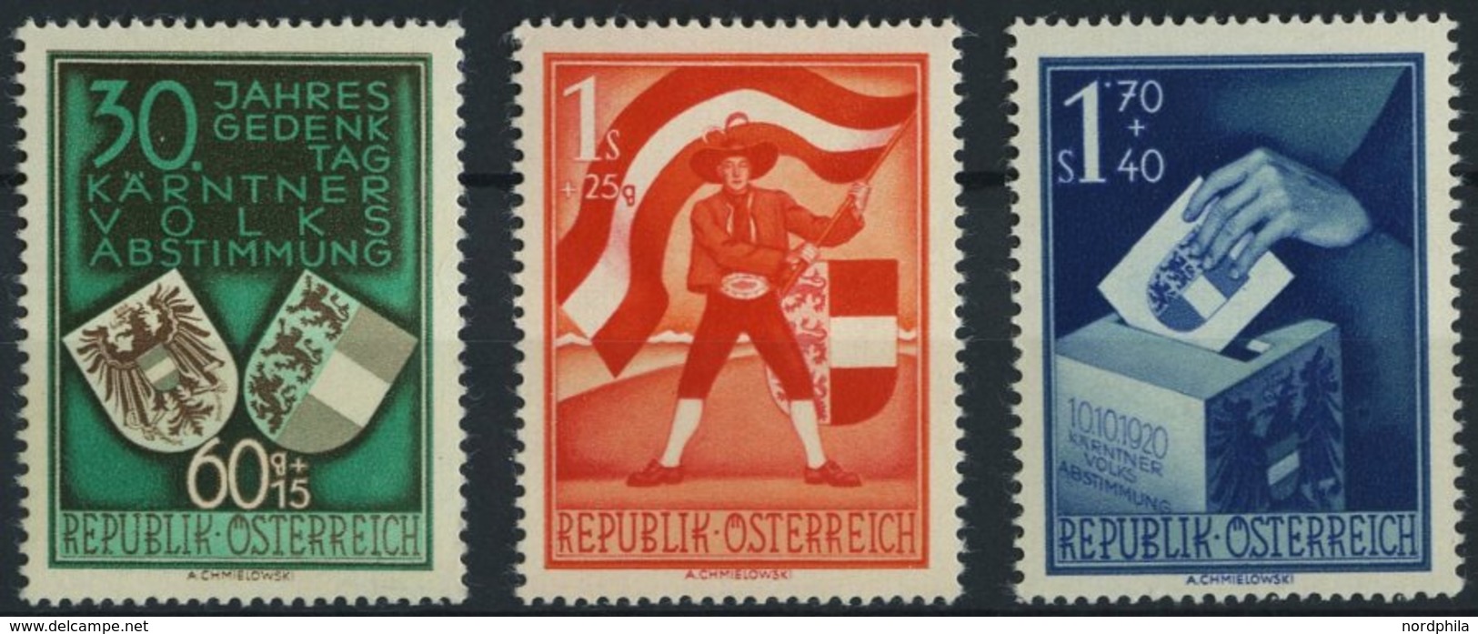 ÖSTERREICH 952-54 **, 1950, Volksabstimmung, Prachtsatz, Fotobefund Babor, Mi. 150.- - Oblitérés