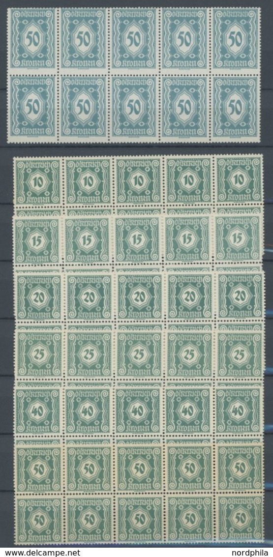 PORTOMARKEN P 103-17 **, 1922, Neue Ziffernzeichnung, 10 Postfrische Sätze In Bogenteilen, Fast Nur Prachterhaltung, Mi. - Taxe