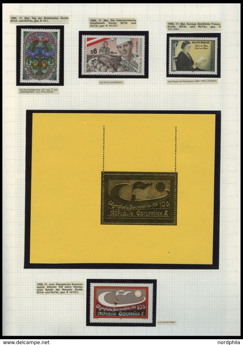 SAMMLUNGEN **, Bis Auf 2 Kleine Werte Komplette Postfrische Sammlung Österreich Von 1964-98 In 2 KA-BE Alben, Dabei Viel - Sammlungen