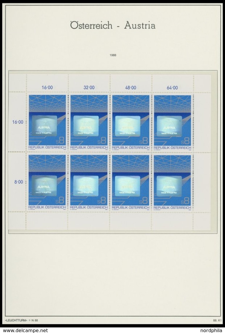 SAMMLUNGEN **, 1978-1996, Postfrische Komplette Sammlung Österreich Im Leuchtturm Falzlosalbum Mit Vielen Kleinbogen, Pr - Colecciones