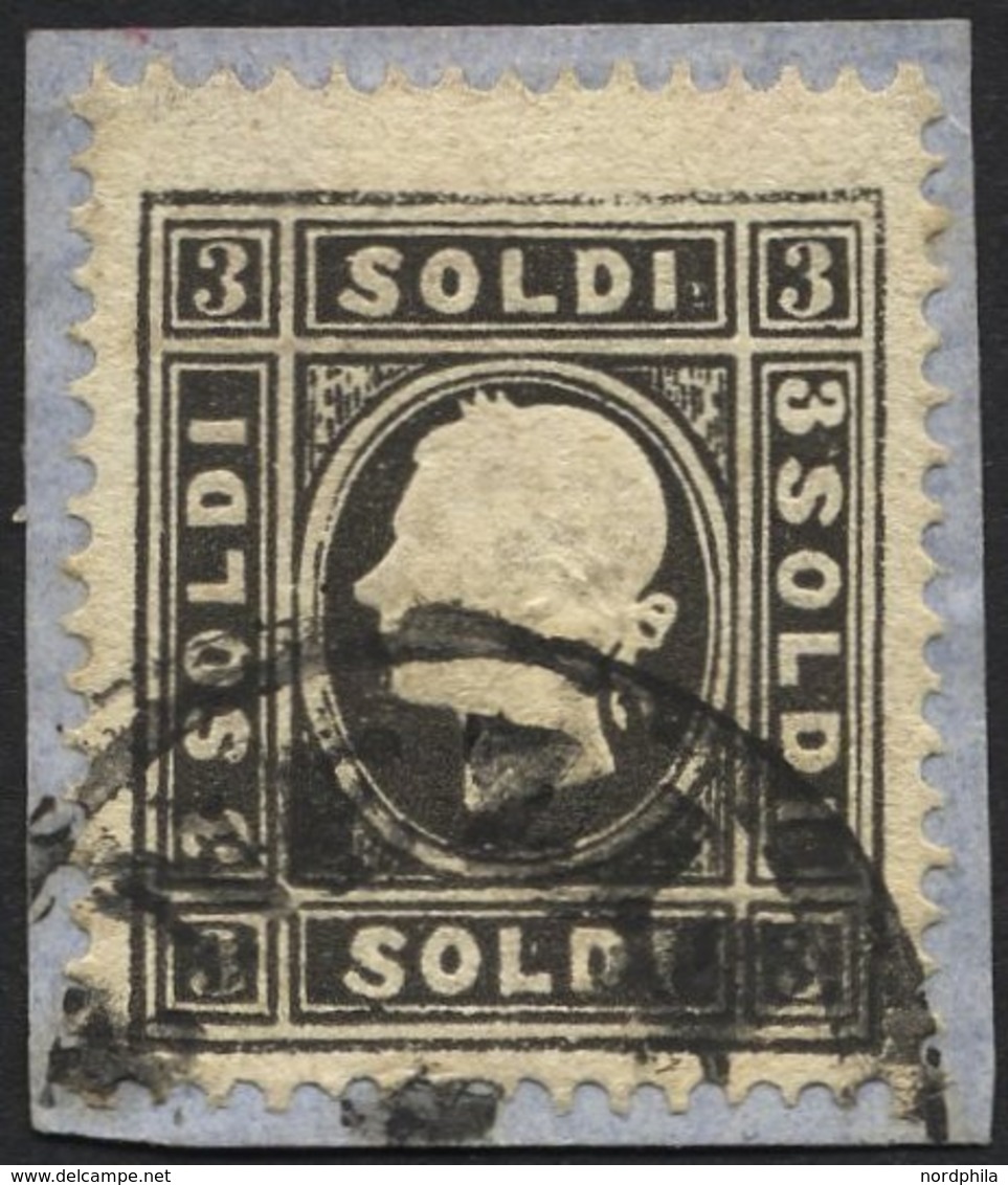 LOMBARDEI UND VENETIEN 7IIa BrfStk, 1859, 3 So. Schwarz, Type II, K1 VENEZIA, Prachtbriefstück, Mi. (120.-) - Lombardo-Venetien