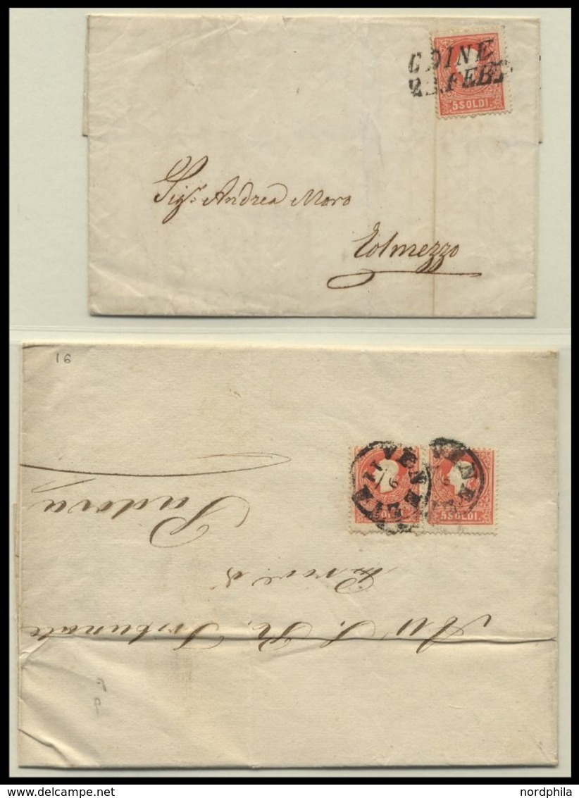 LOMBARDEI UND VENETIEN 1858/61, 8 Verschiedene Belege Aus Mi.Nr. 9 - 13, Dabei 2 Mit Mischfrankatur, Unterschiedliche Er - Lombardo-Venetien