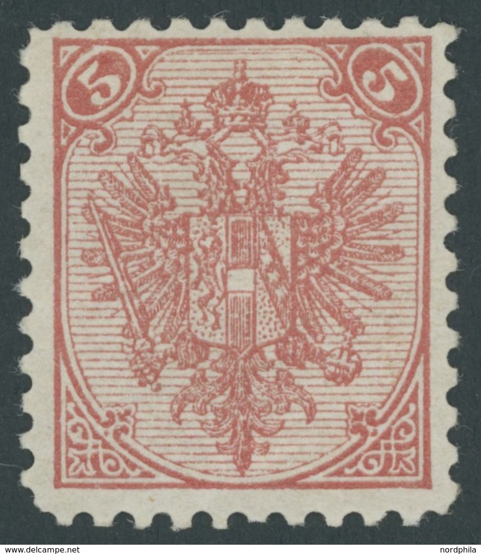 BOSNIEN UND HERZEGOWINA 4IIA *, 1895, 5 Kr. Buchdruck, Platte II, Gezähnt L 101/2, Falzrest, Pracht, Gepr. Zenker, Mi. 1 - Bosnia Herzegovina