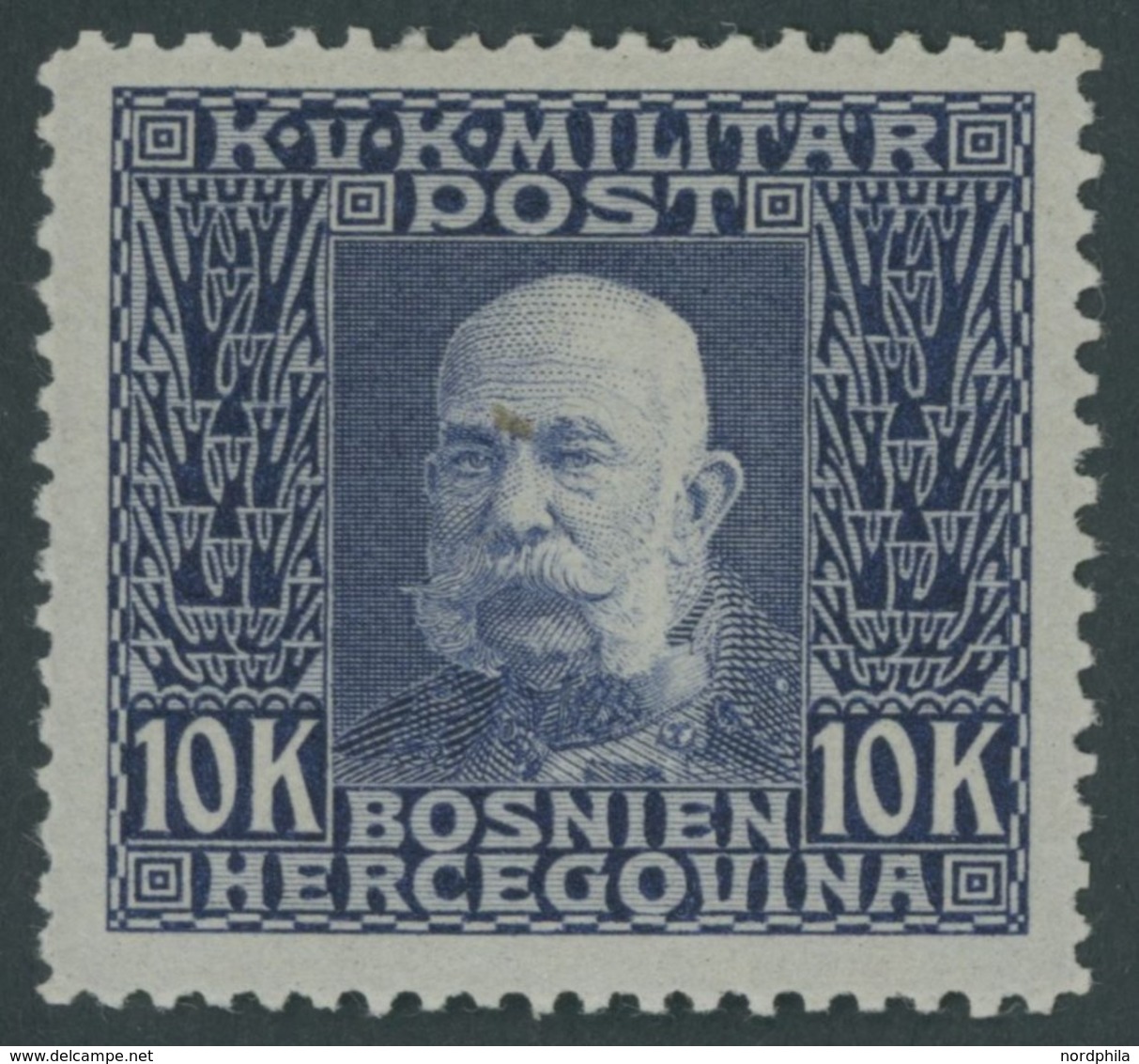 BOSNIEN UND HERZEGOWINA 84 **, 1914, 10 Kr. Violett Auf Grau, Postfrisch, üblich Gezähnt Pracht, Mi. 280.- - Bosnia Herzegovina