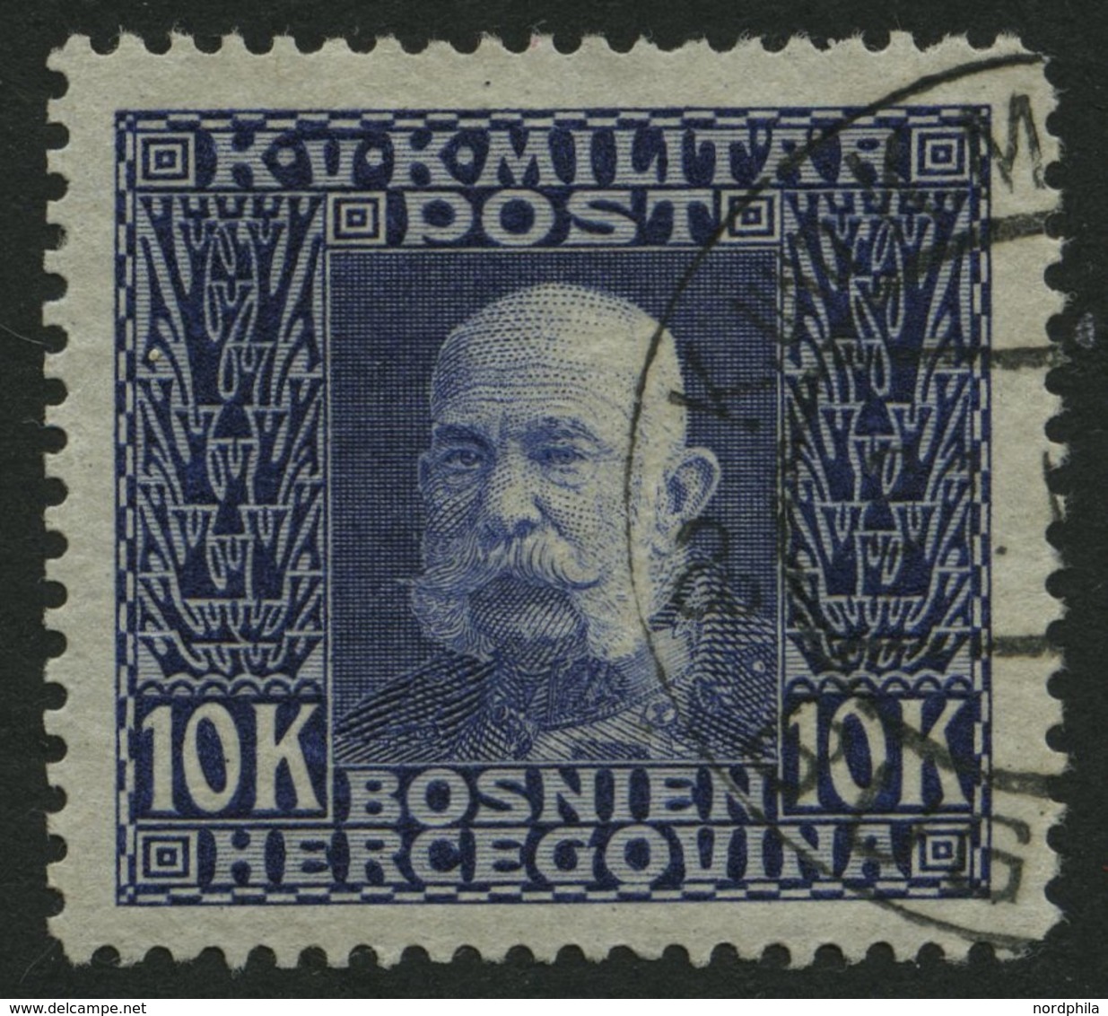 BOSNIEN UND HERZEGOWINA 84 O, 1914, 10 Kr. Violett Auf Grau, Pracht, Mi. 170.- - Bosnie-Herzegovine