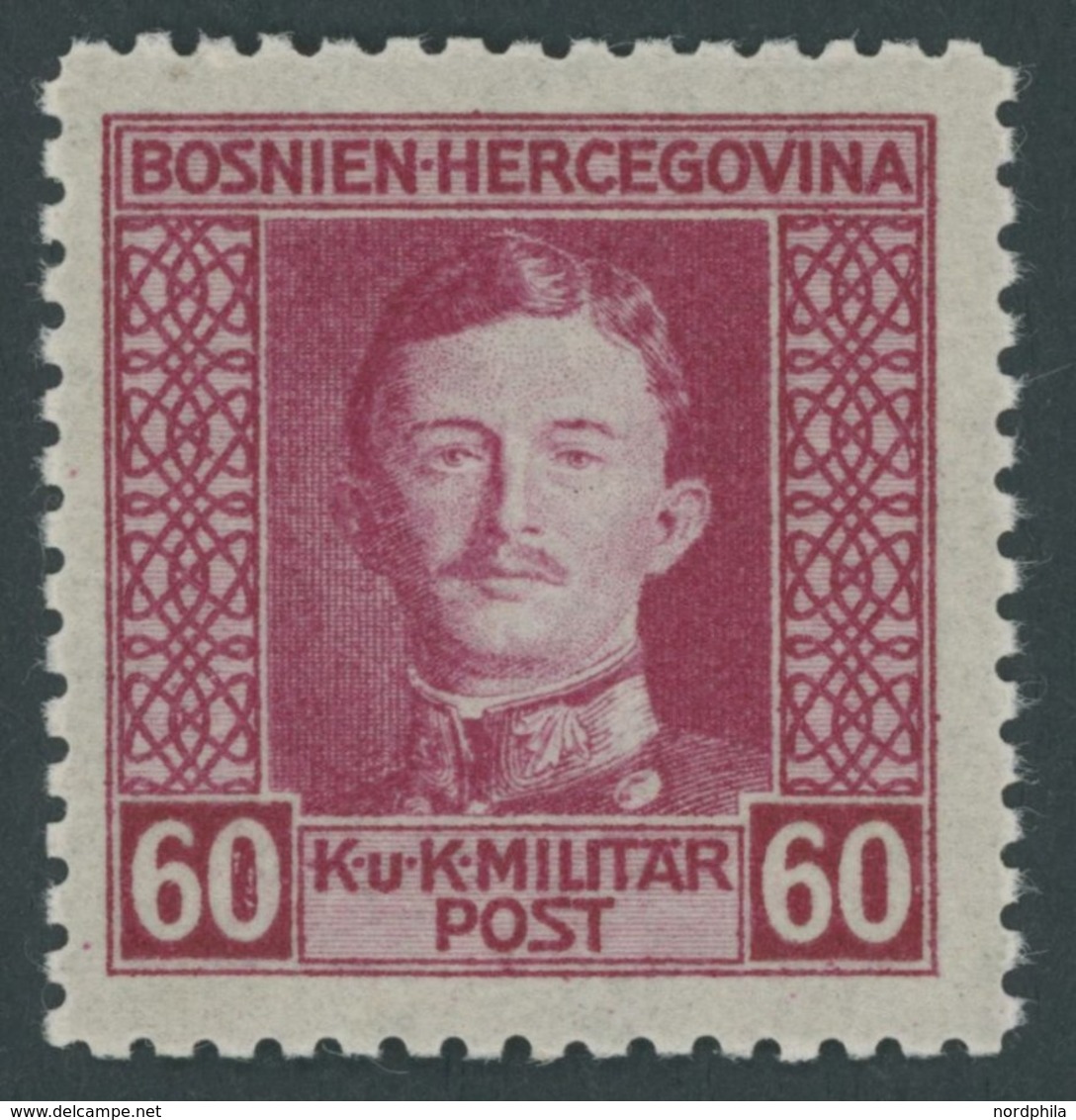 BOSNIEN UND HERZEGOWINA 135B **, 1917, 60 H. Lilarot, Gezähnt 111/2, Postfrisch, Pracht, Mi. 55.- - Bosnia Herzegovina