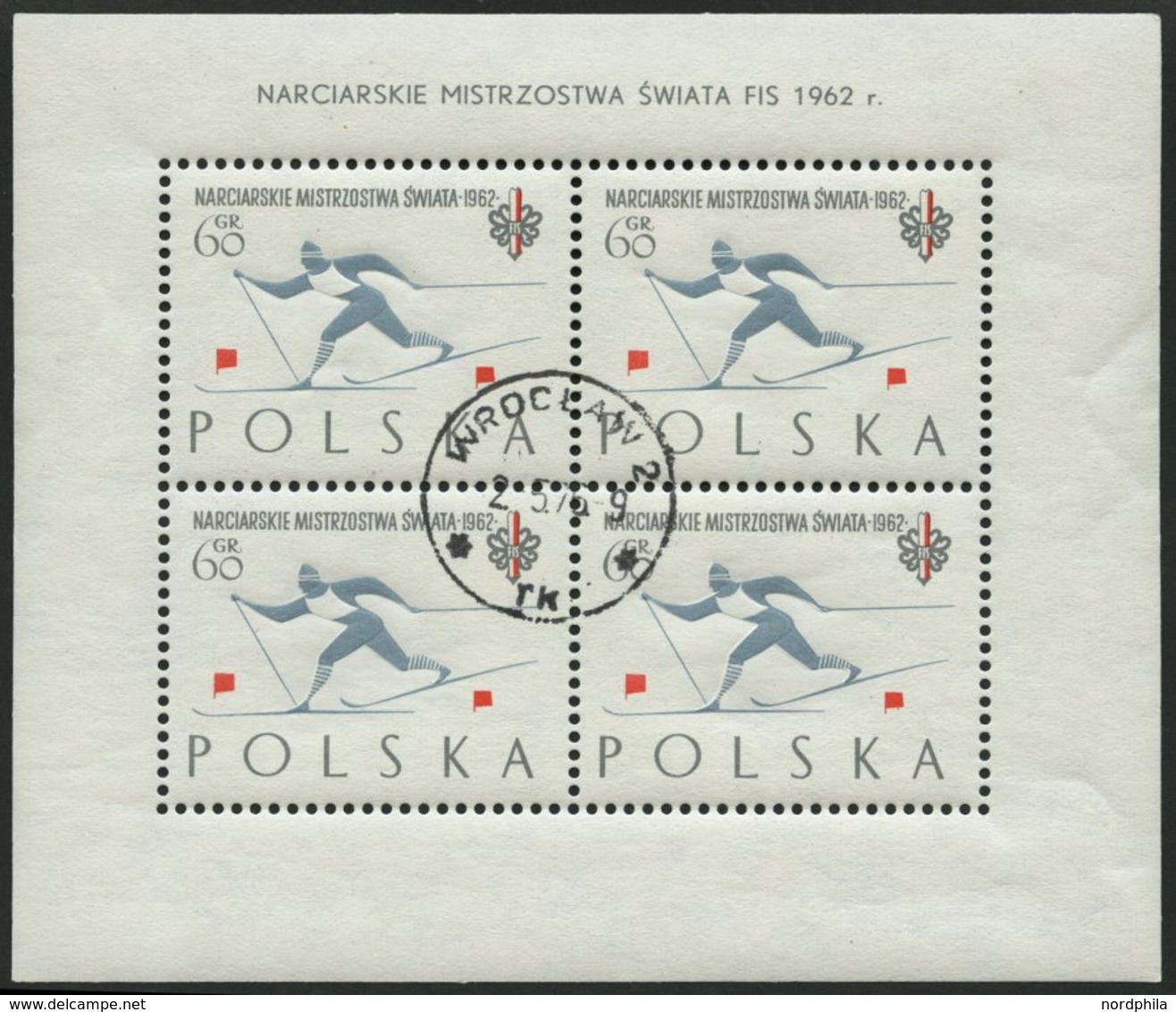 POLEN 1294-96CKB O, 1962, Nordische Skiweltmeisterschaften Im Kleinbogensatz, Pracht, Mi. 350.- - Autres & Non Classés