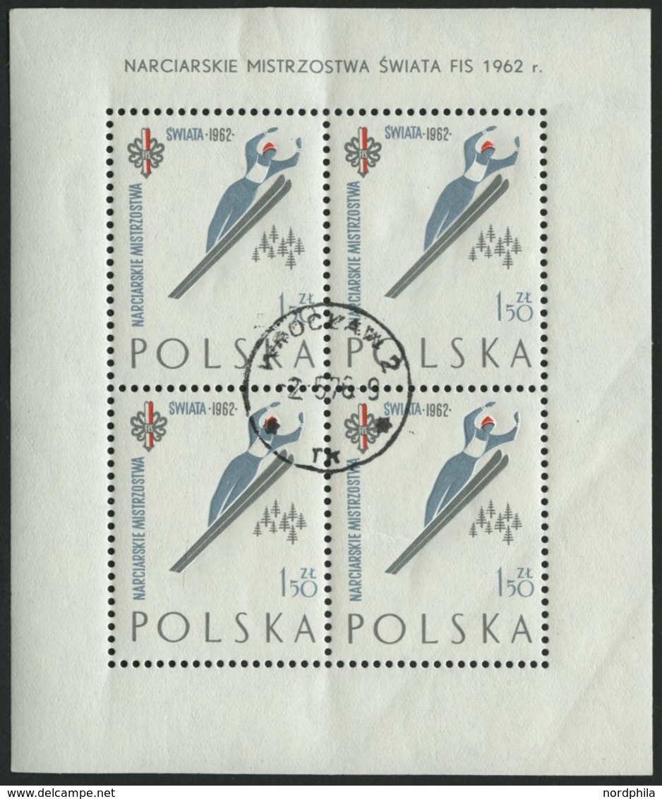 POLEN 1294-96CKB O, 1962, Nordische Skiweltmeisterschaften Im Kleinbogensatz, Pracht, Mi. 350.- - Autres & Non Classés