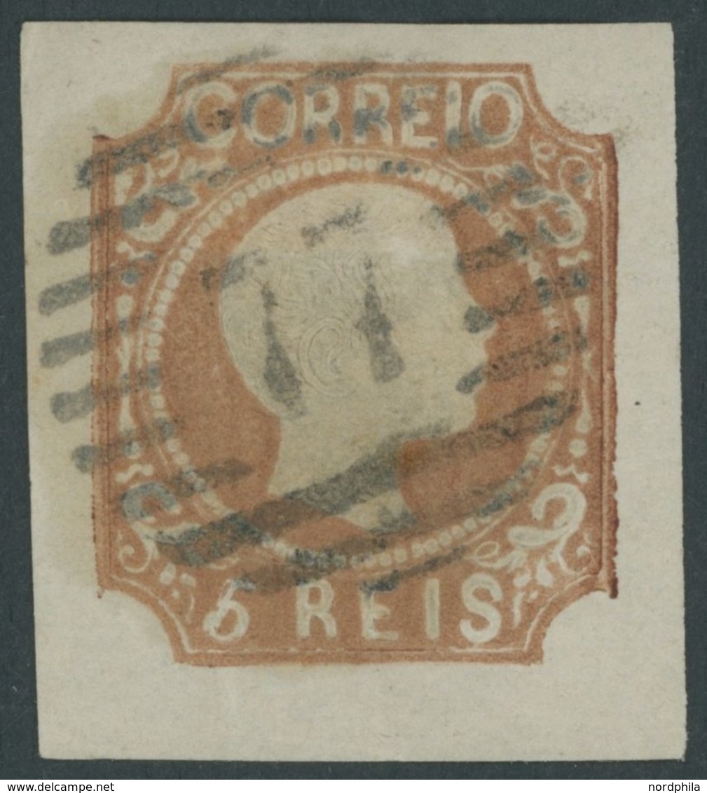 PORTUGAL 9b O, 1856, 5 R. Gelbbraun, Nummernstempel 77, Breitrandiges Kabinettstück, Mi. (190.-) - Otros & Sin Clasificación