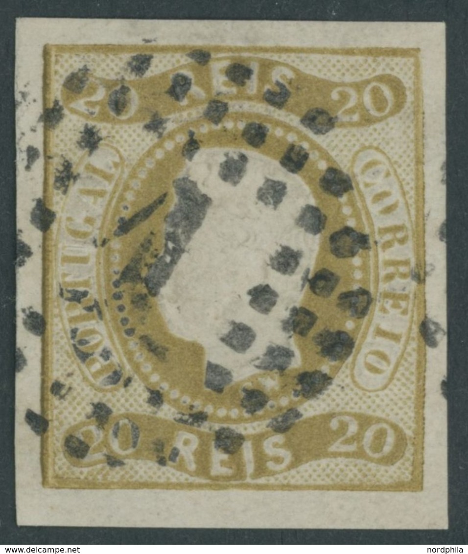 PORTUGAL 19 O, 1866, 20 R. Olivbraun, Pracht, Mi. 90.- - Other & Unclassified