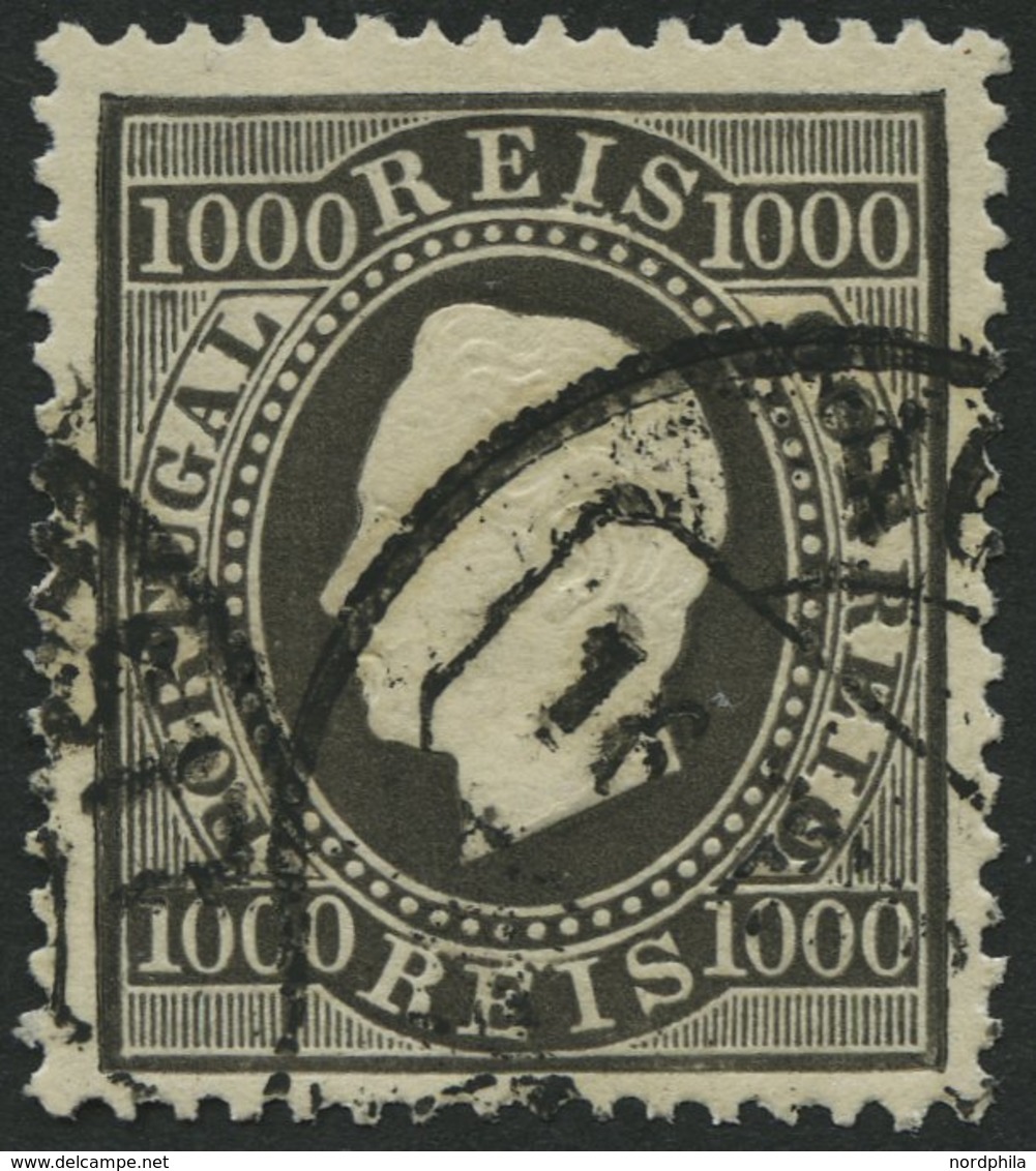 PORTUGAL 61C O, 1884, 1000 R. Schwarz, Gezähnt 131/2, Pracht, Mi. 140.- - Otros & Sin Clasificación