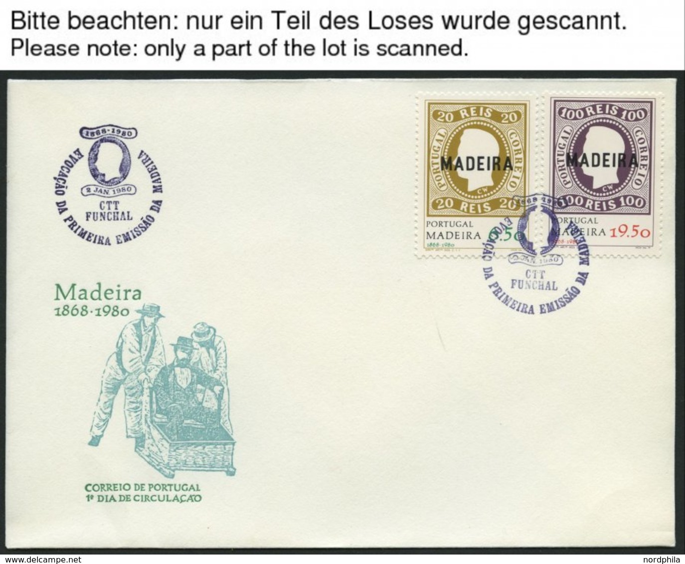 MADEIRA 62/3 BRIEF, 1980, 112. Jahrestag Der Ersten Markenausgaben, 190x Auf FDC`s, Pracht, Mi. 475.- - Madère