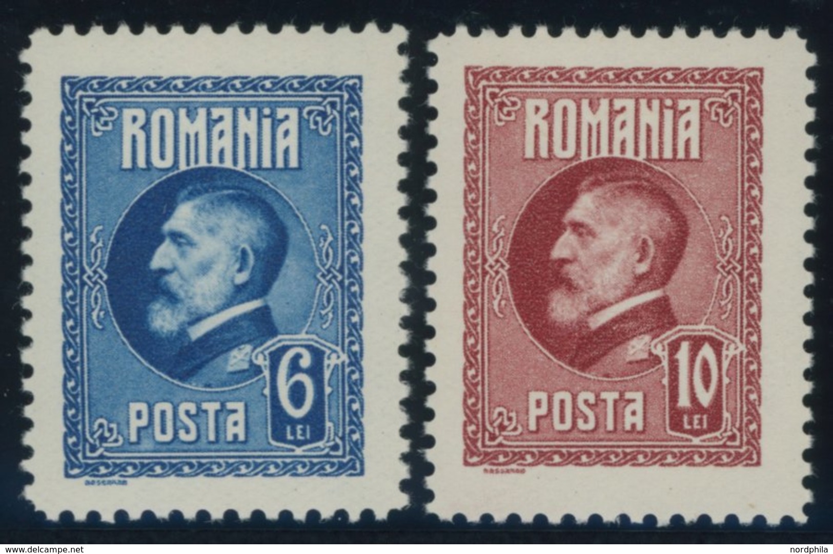 RUMÄNIEN 300,302F *, 1926, 6 L. Blau Und 10 L. Rot, Falzrest, 2 Prachtwerte - Otros & Sin Clasificación