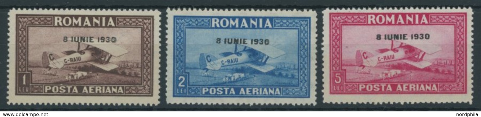 RUMÄNIEN 372-74Y **, 1930, Flugpost, Normale Zähnung, Postfrischer Prachtsatz, Mi. 75.- - Autres & Non Classés