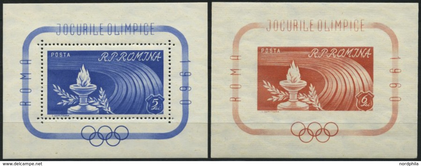 RUMÄNIEN Bl. 46/7 **, 1960, Blockpaar Olympische Spiele, Pracht, Mi. 55.- - Autres & Non Classés