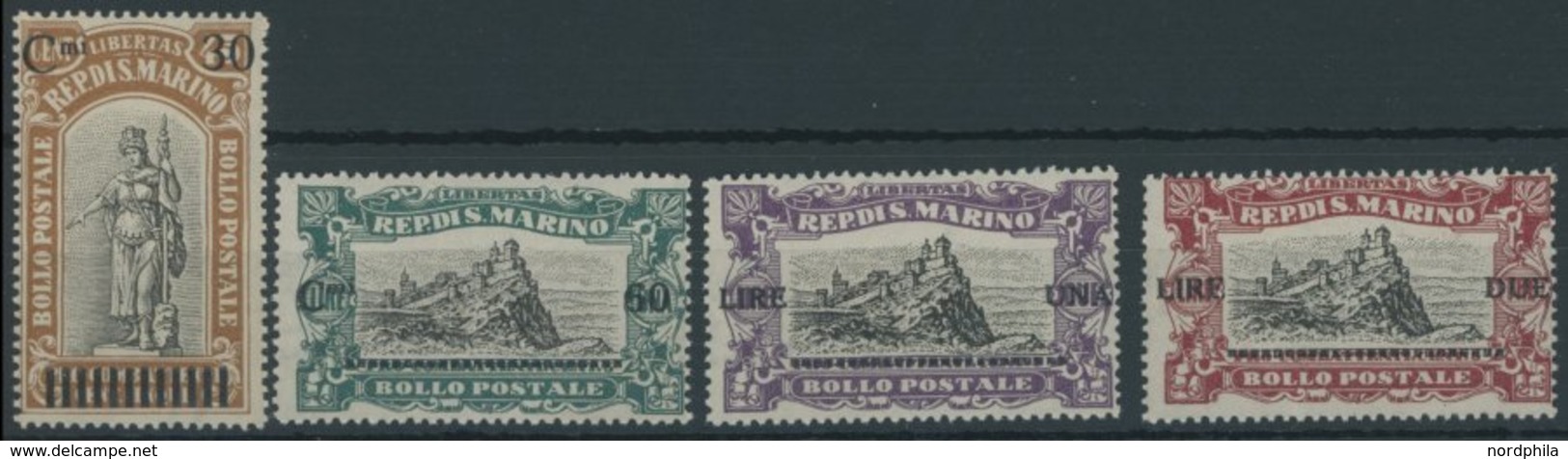 SAN MARINO 105-08 **, 1924, 30 C. Auf 45 C. - 2 L. Auf 3 L. Kriegsverletzte, Postfrischer Prachtsatz, Mi. 150.- - Other & Unclassified