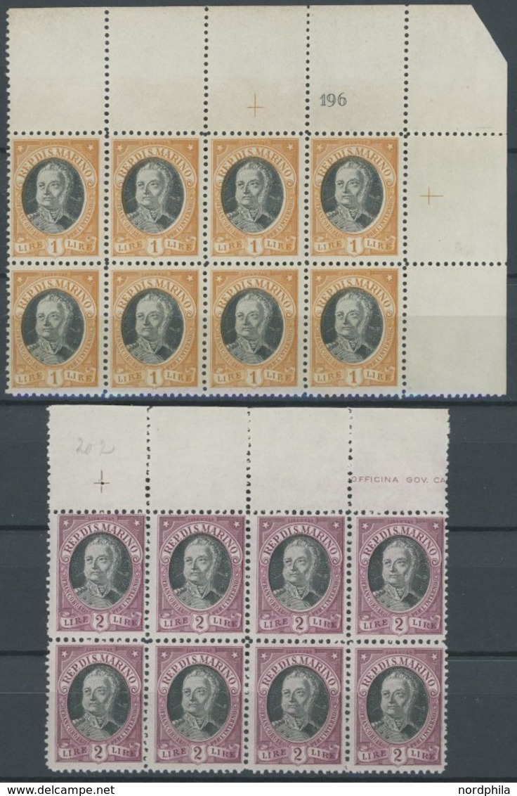 SAN MARINO 125-30 **, 1926, Onofri In Viererblock Vom Oberrand, Postfrischer Prachtsatz, Mi. 320.- - Otros & Sin Clasificación