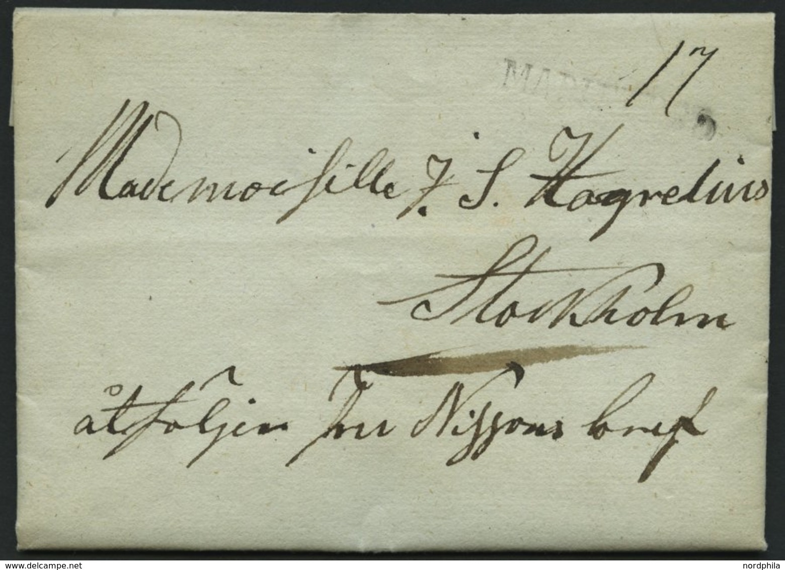 SCHWEDEN 1828, MARIEFRED, L1 Auf Brief Nach Stockholm, Pracht - Autres & Non Classés