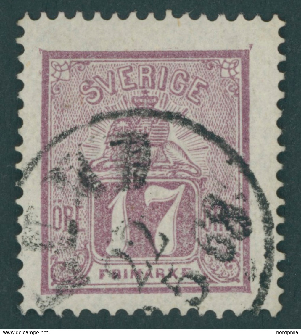 SCHWEDEN 15a O, 1866, 17 Ö. Rotlila, Pracht, Mi. 140.- - Other & Unclassified