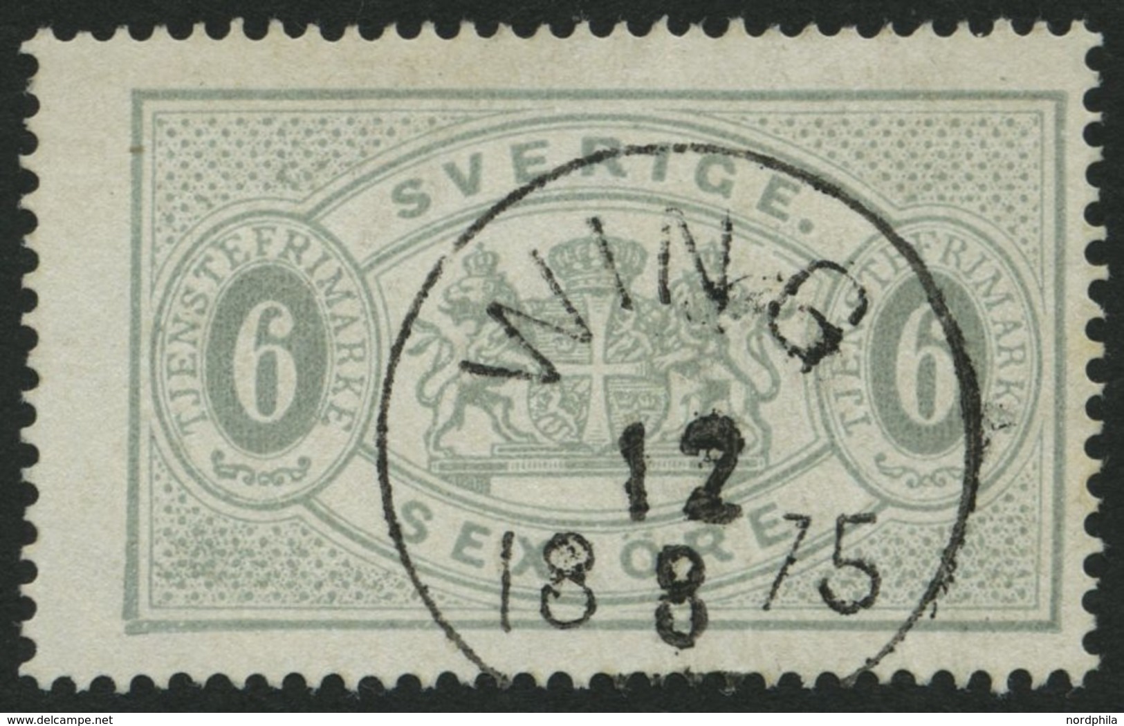 DIENSTMARKEN D 4Ac O, 1874, 6 Ö. Grau, Gezähnt 14, Zentrischer K1 WING, Punkthelle Stelle Sonst Pracht, Mi. 190.- - Service