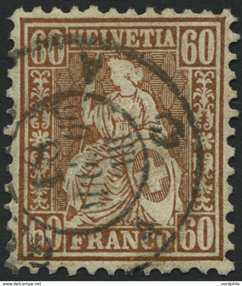 SCHWEIZ BUNDESPOST 27 O, 1863, 60 C. Rötlichbronze, Pracht, Mi. 160.- - 1843-1852 Timbres Cantonaux Et  Fédéraux