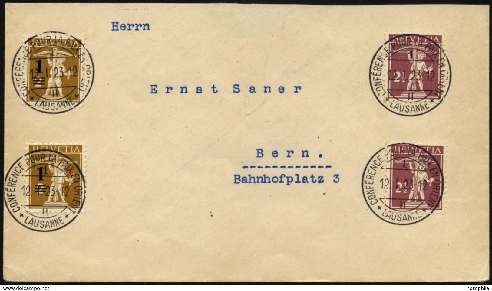 SCHWEIZ BUNDESPOST 124,136 BRIEF, 12.1.1923, 1 C. Auf 2 C. Und 21/2 C. Tellknabe Auf Inlandsbrief Mit Sonderstempel Der  - 1843-1852 Timbres Cantonaux Et  Fédéraux