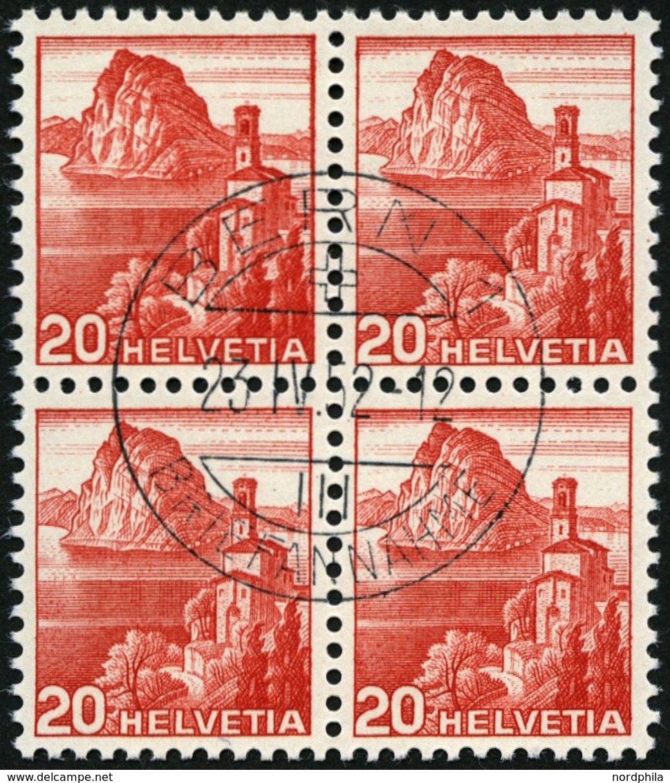 SCHWEIZ BUNDESPOST 327DP VB O, 1938, 20 C. Dunkelrosa, Doppelprägung Des Gesamten Markenbildes, Im Zentrisch Gestempelte - 1843-1852 Timbres Cantonaux Et  Fédéraux