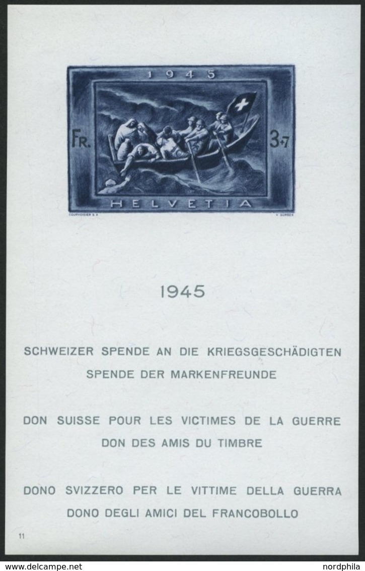 SCHWEIZ BUNDESPOST Bl. 11 **, 1945, Block Kriegsgeschädigte, Pracht, Mi. 220.- - 1843-1852 Timbres Cantonaux Et  Fédéraux
