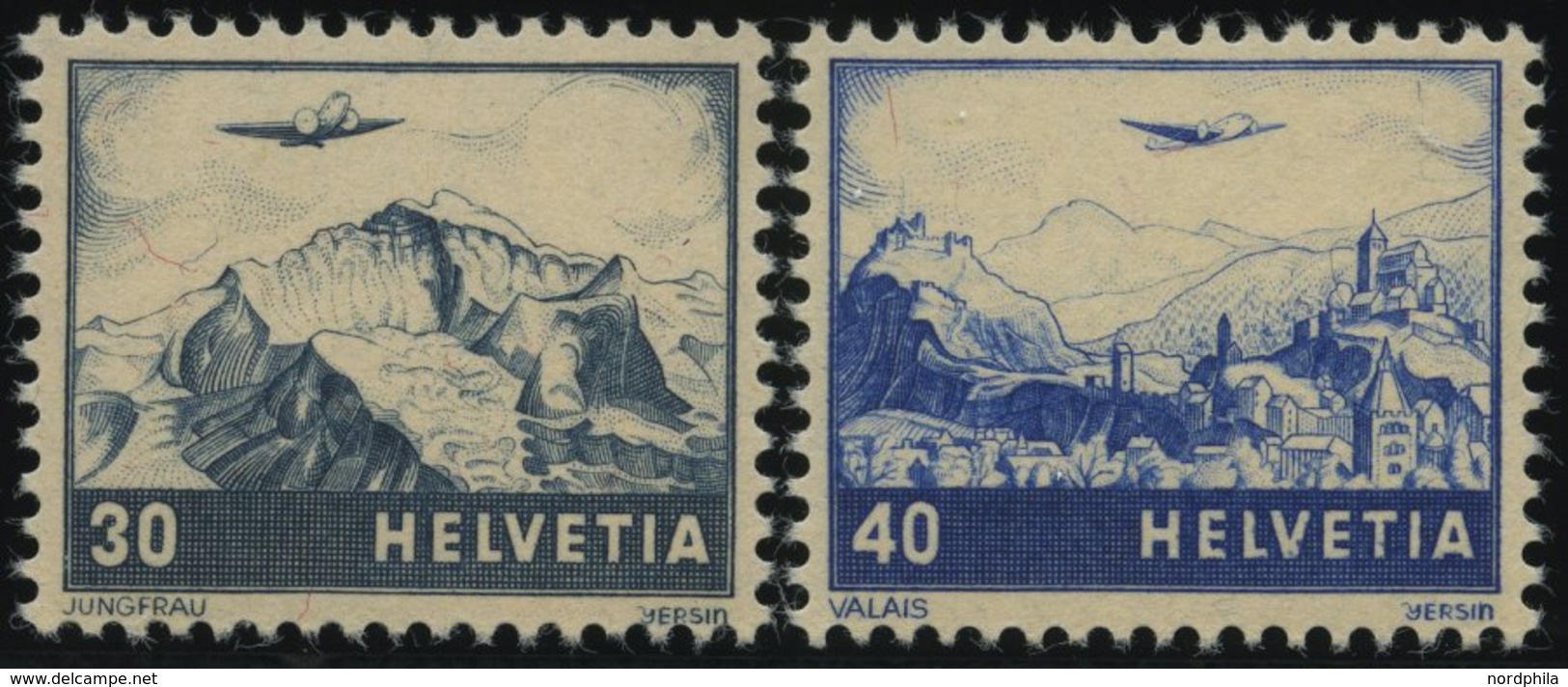 SCHWEIZ BUNDESPOST 506/7 **, 1948, Flugzeug über Landschaften, Pracht, Mi. 80.- - 1843-1852 Timbres Cantonaux Et  Fédéraux