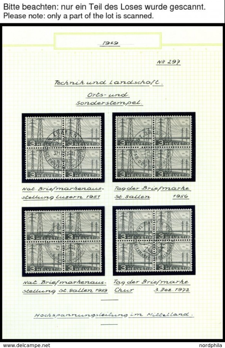 SCHWEIZ BUNDESPOST 529-40 VB O, 1949, Landschaften Und Technische Motive In Verschiedenen Zentrisch Gestempelten Viererb - 1843-1852 Federal & Cantonal Stamps