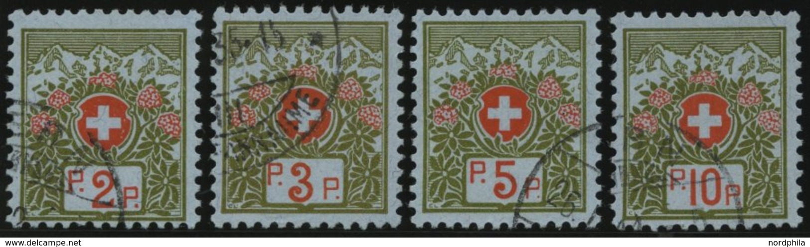 PORTOFREIHEITSMARKEN PF 2-5II O, 1911/6, 2 - 10 C. Alpenrosen, Ohne Kontrollnummer, 5 C. Dünne Stelle Sonst 4 Prachtwert - Franchise