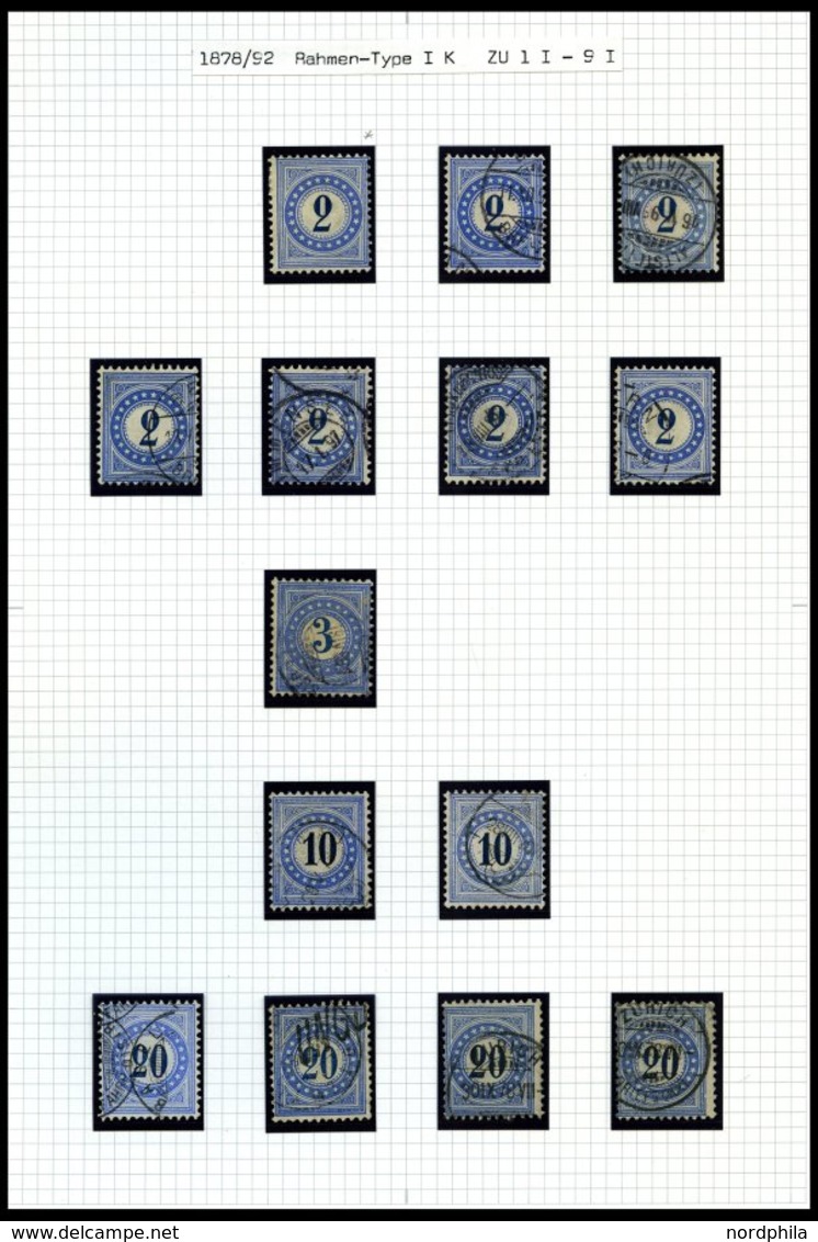 PORTOMARKEN o,Brief,* , 1878-1909, umfangreiche, fast nur gestempelte saubere Sammlung Portomarken von über 430 Werten u