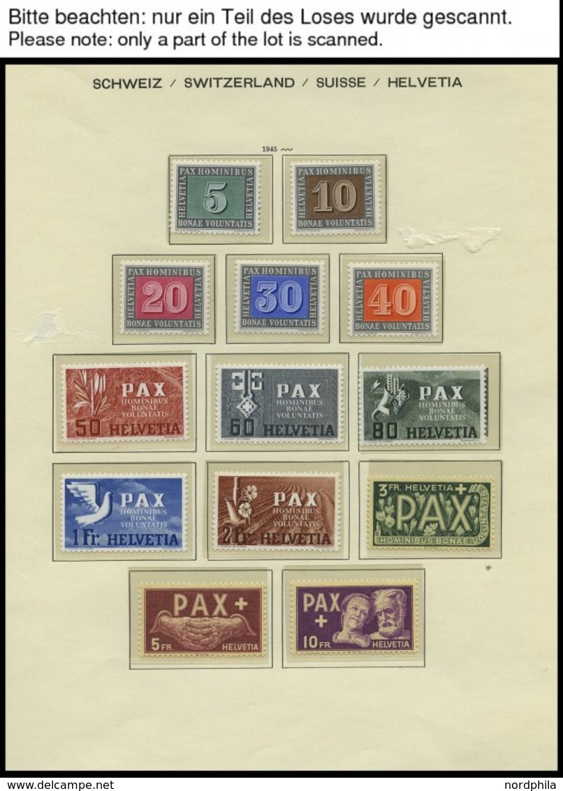 SAMMLUNGEN **, Postfrische Sammlung Schweiz Von 1945-64 Im Schaubek Falzlosalbum Mit PAX-Satz (Mi.Nr. 457 *), Dazu Einig - Collections