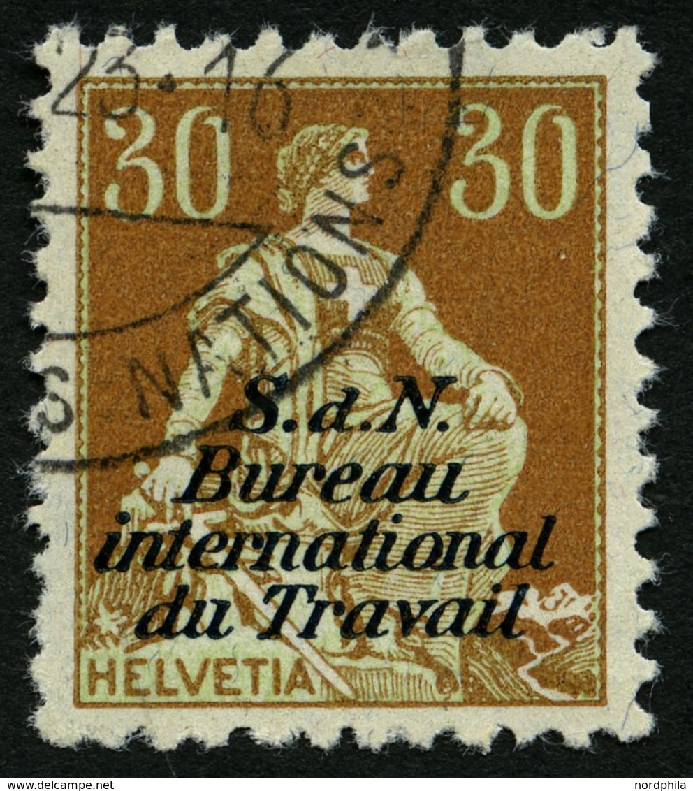 BIT/ILO 5x O, 1923, 30 Rp. Braunorange/hellgrün, üblich Gezähnt Pracht, Mi. 90.- - Oficial