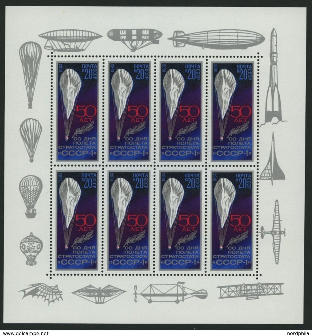 SOWJETUNION 5293KB **, 1983, 20 K. Stratosphärenflug CCCP 1 Im Kleinbogen (8), Leichte Haftspuren, Mi. 150.- - Gebraucht