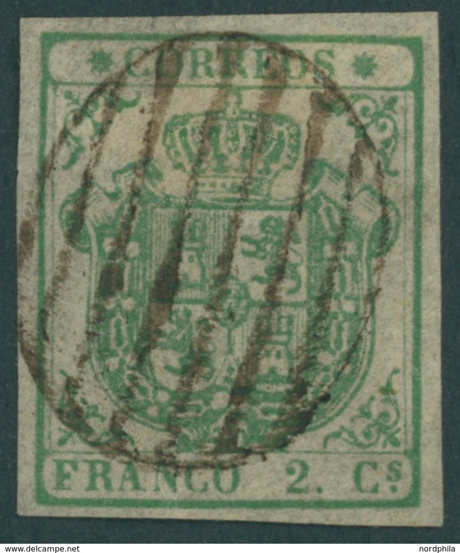 SPANIEN 24w O, 1854, 2 Cs. Grün, Kabinett, Mi. 500.- - Autres & Non Classés