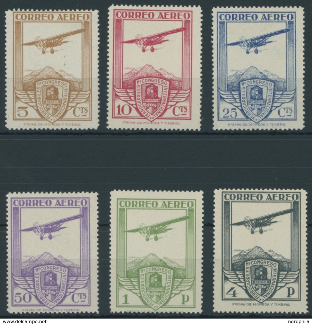 SPANIEN 457-62 **, 1930, Eisenbahnkongress II, Postfrisch, übliche Gummierung, Satz Feinst/Pracht, Mi. 200.- - Other & Unclassified