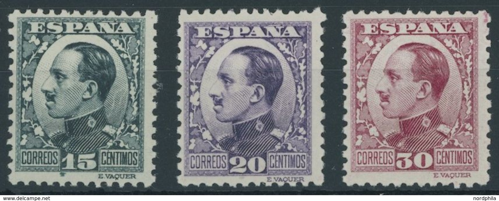 SPANIEN 565/6,568 **, 1930, 15, 20 Und 30 C. König Alfons XII, Rückseitig Blaue Kontrollnummer, 3 Postfrische Prachtwert - Autres & Non Classés