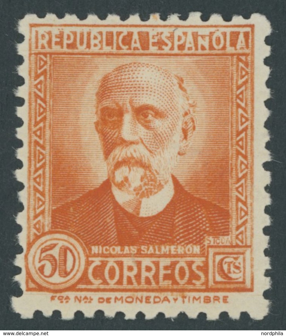 SPANIEN 625IA *, 1931, 50 C. Salmeron, Rückseitige Kontrollnummer, Falzrest, Pracht - Altri & Non Classificati
