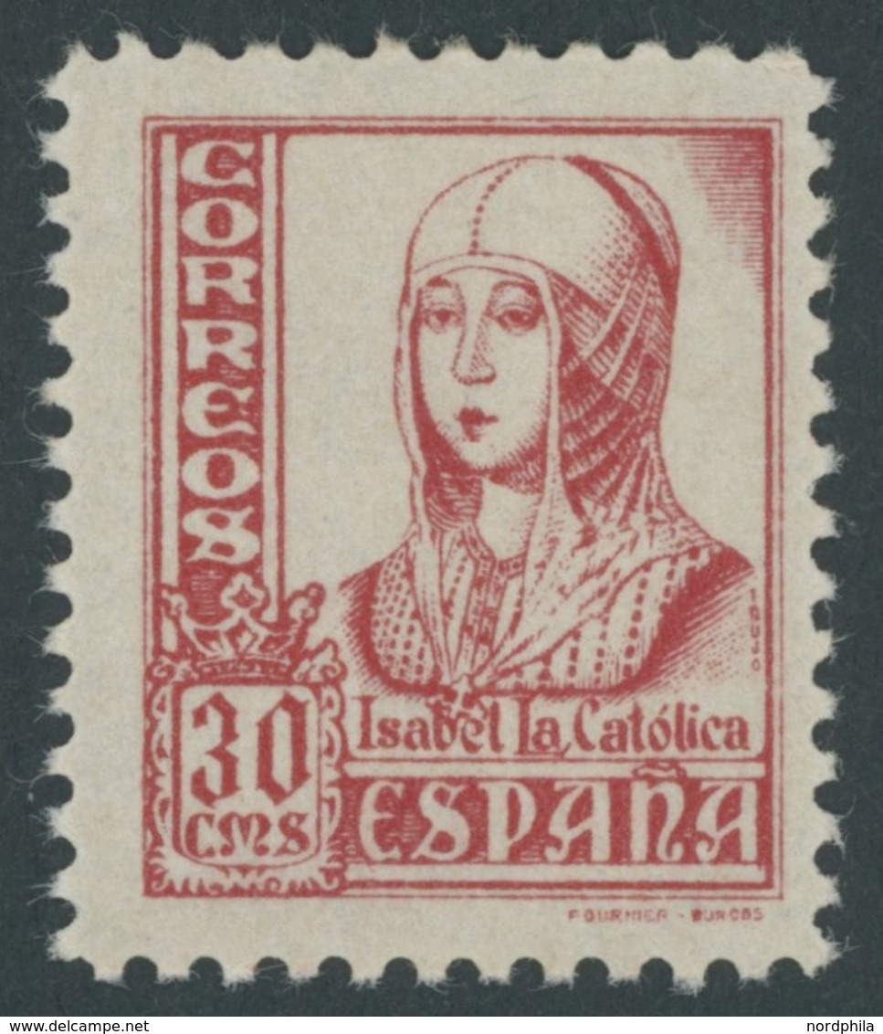 SPANIEN 773II **, 1937, 30 C. Königin Isabella I, Druckvermerk II, Postfrisch, Pracht, Mi. 70.- - Other & Unclassified