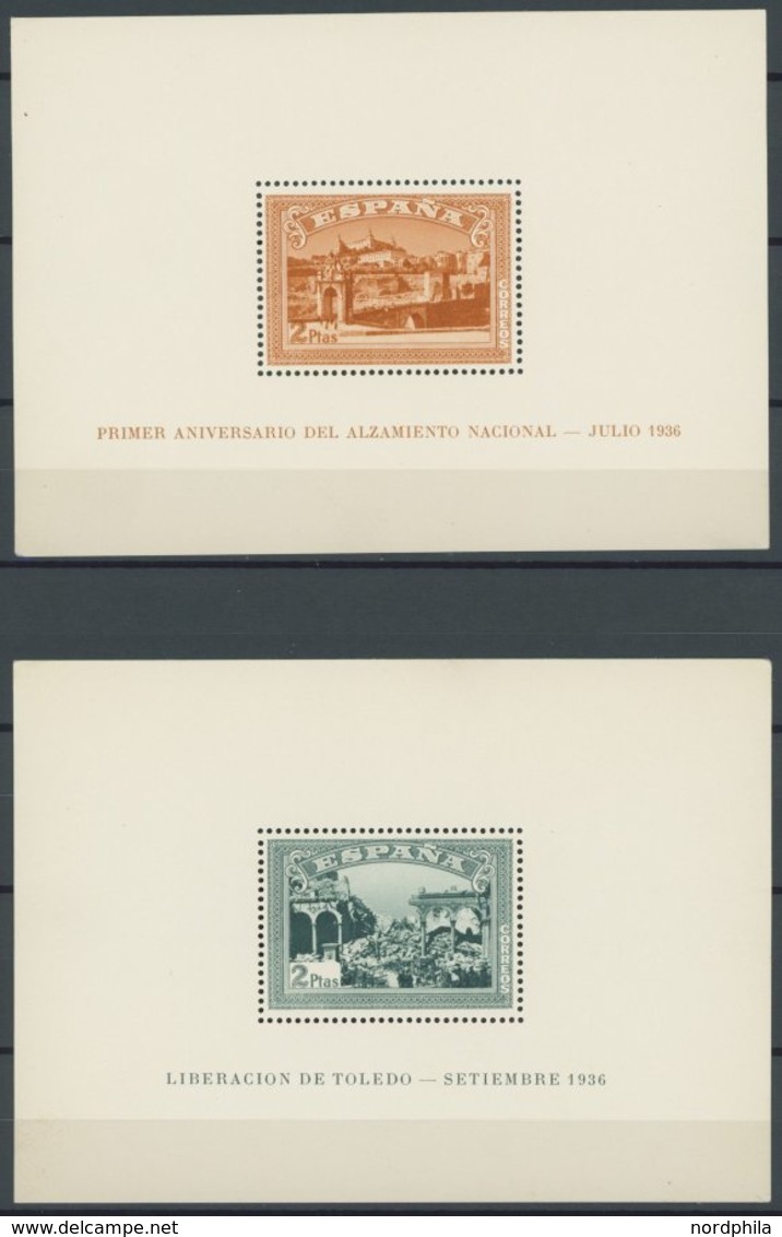 SPANIEN Bl. 7/8A **, 1937, Blockpaar Toledo, Gezähnt, Postfrisch, Feinst, Mi. 140.- - Other & Unclassified